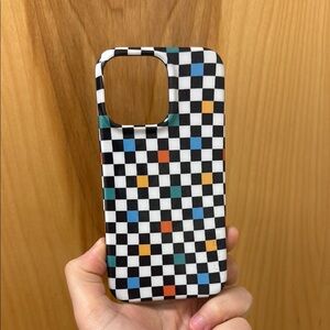 Black White, and Pastel Checkerboard iPhone Case with Glossy Finish
